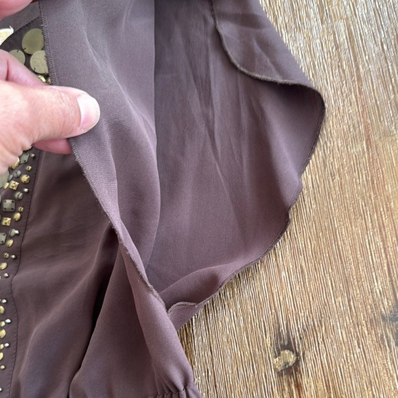 MICHAEL Michael Kors Silk Dress sleeveless Brown Dress Embellished Neckline XS - Picture 9 of 15